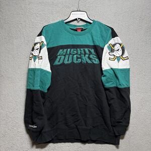 Anaheim Mighty Ducks Colorblock Crewneck Sweatshirt XL Teal Mitchell & Ness